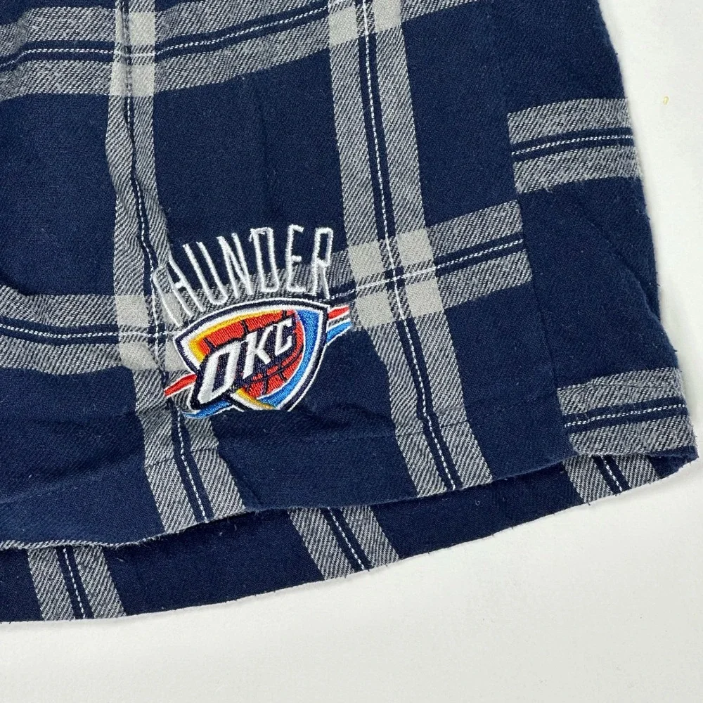 Concepts Sport Oklahoma City Thunder Mens Medium Navy Plaid Flannel Sleep Shorts